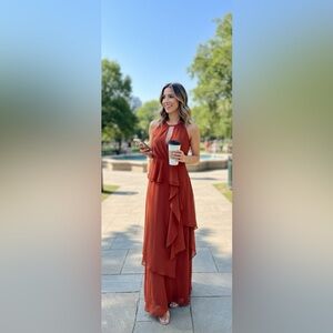 Chic Asymmetrical Rust Dress